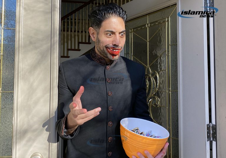 Indian Man With Paan-Stained Mouth, Scary Teeth, Wearing A Sherwani Explains To Neighborhood Kids He’s Not Count Dracula